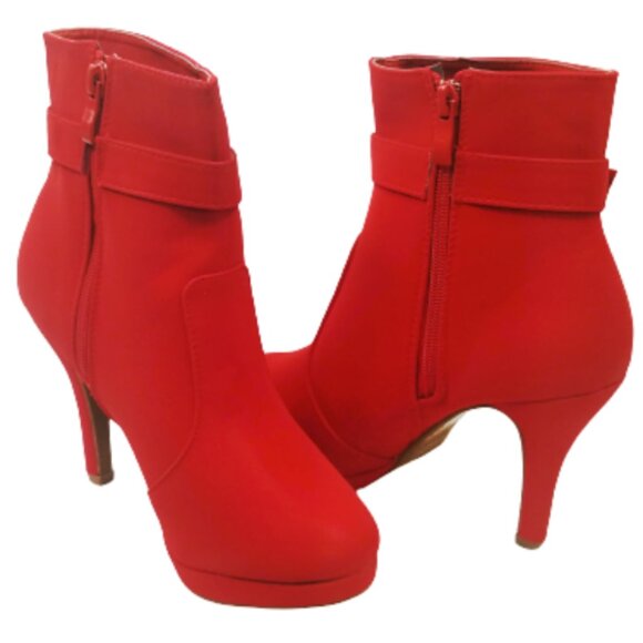 Women’s Buckle Strap High Heel High Ankle Boots & Side Zipper | Stiletto Booties - Picture 3 of 7